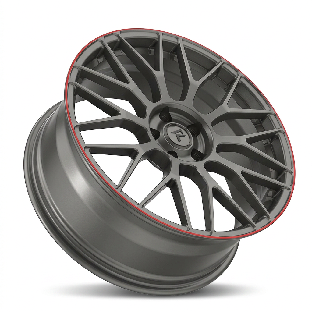 RZR LXXXIX forged wheel — Gunmetal / Red Pinstripe