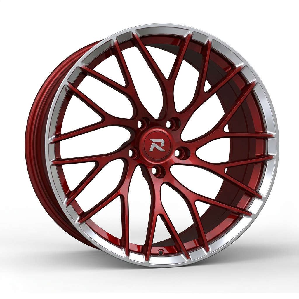 RZR CXIV forged wheel — Candy Red / Polished Lip