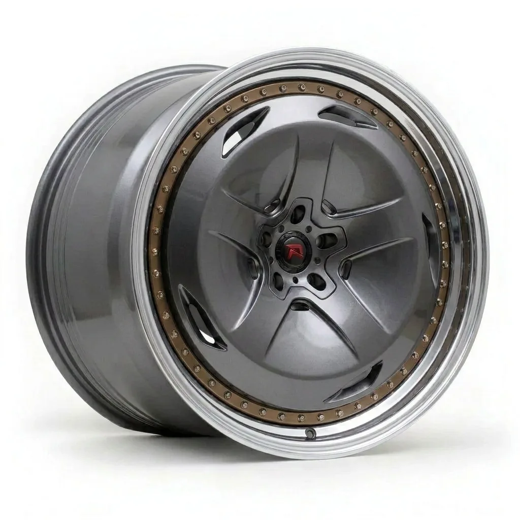 RZR XIV forged wheel — Matte Gunmetal / Bronze Beadlock