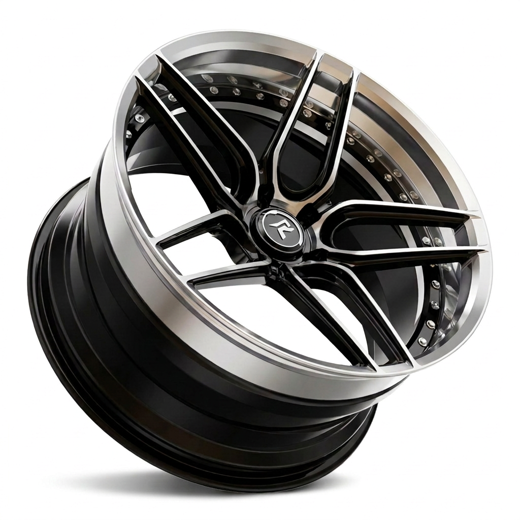 RZR IV forged wheel — Gloss Black Face / Polished Chrome Lip