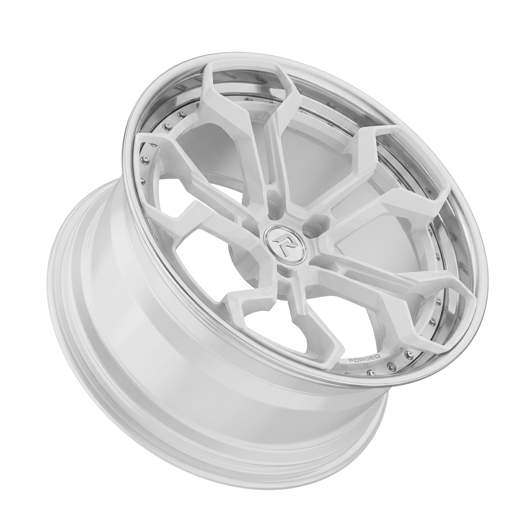 RZR LX forged wheel — Gloss White / Polished Lip