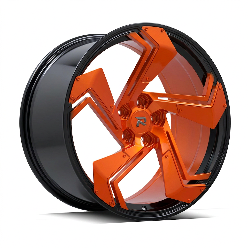 RZR CXXIV forged wheel — Candy Orange / Gloss Black Lip