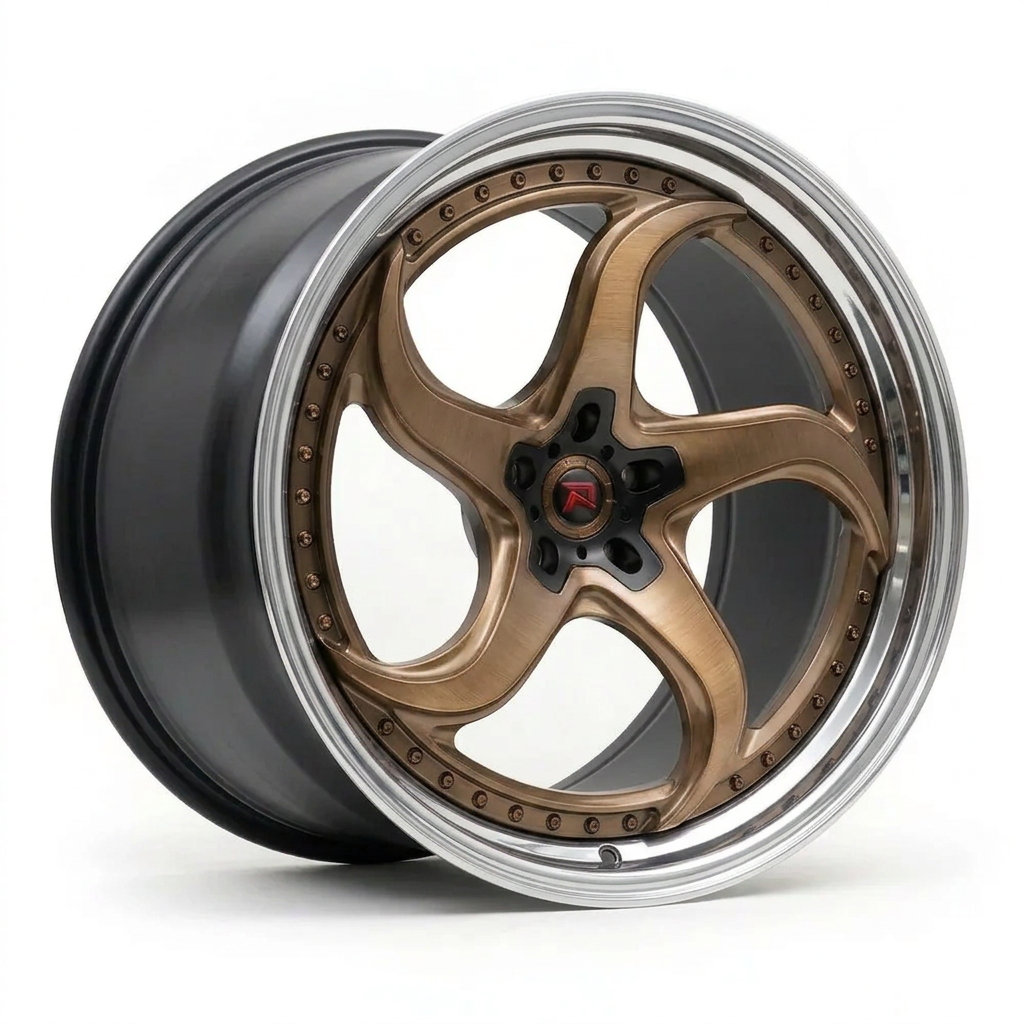 RZR XXVII forged wheel — Brushed Bronze / Polished Lip