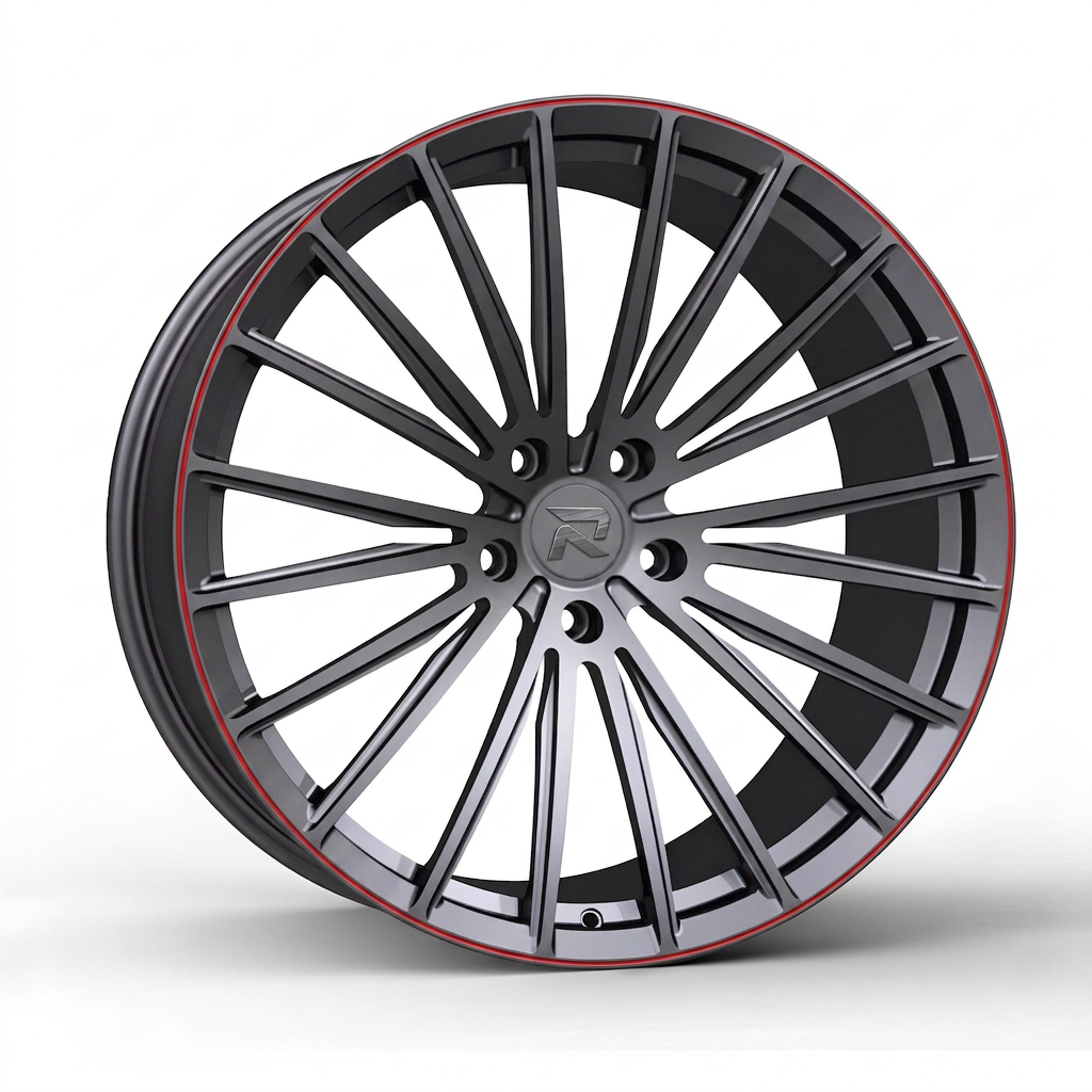 RZR CXXX forged wheel — Gunmetal / Red Pinstripe