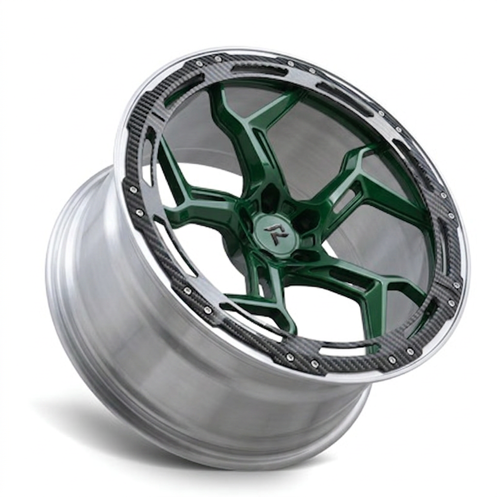 RZR LXXXVIII forged wheel — British Racing Green / Polished Lip