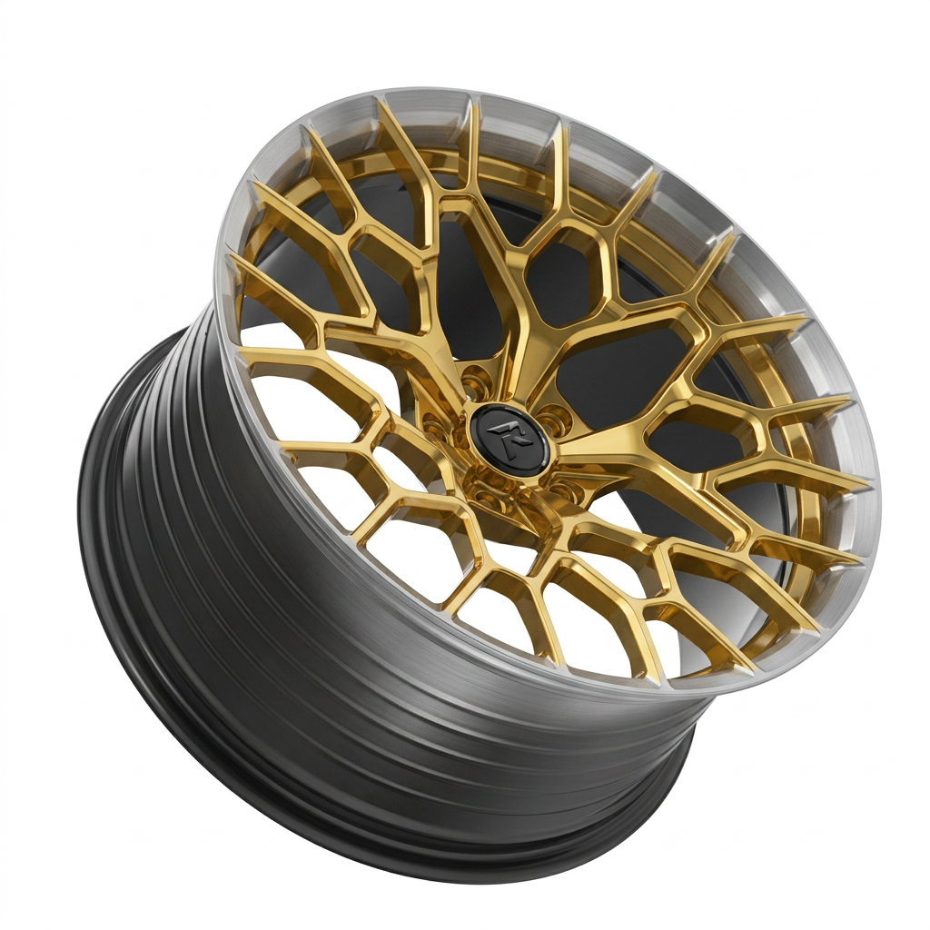 RZR LXXXIII forged wheel — Gloss Gold / Machined Lip