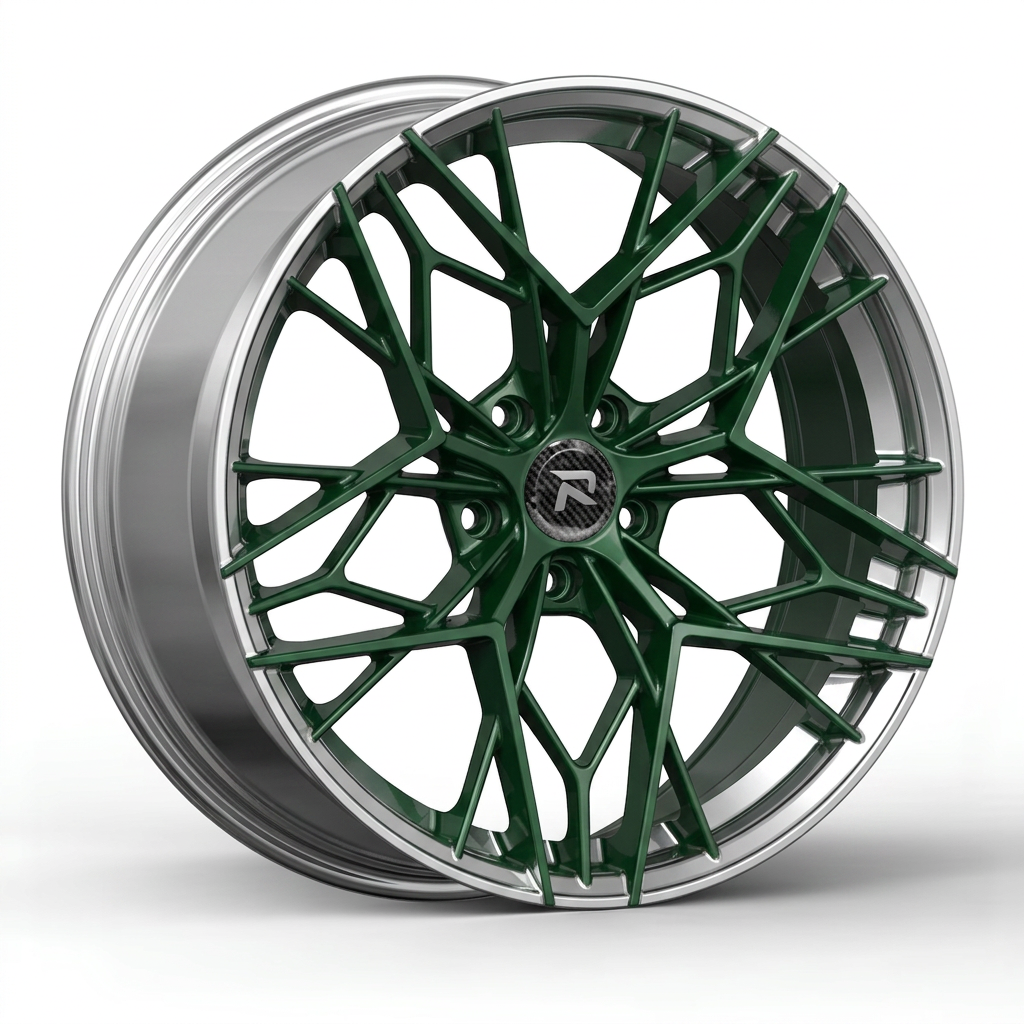 RZR CLVI forged wheel — British Racing Green / Polished Lip