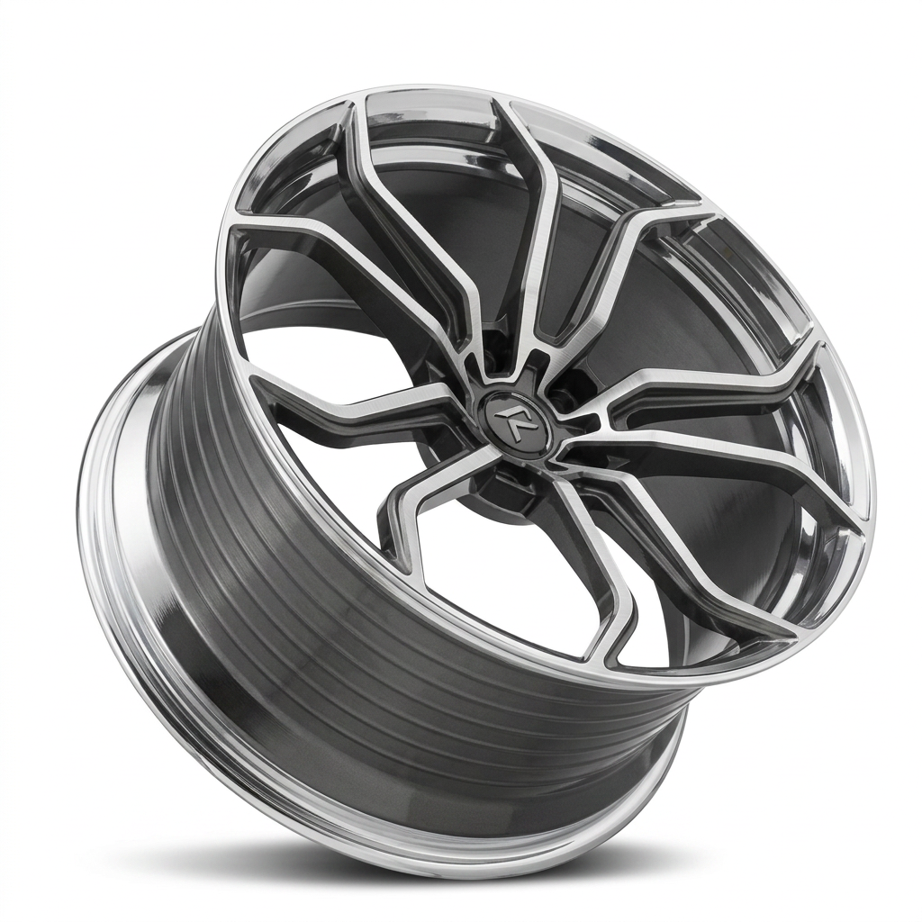 RZR LXXVII forged wheel — Graphite Machined / Polished Lip