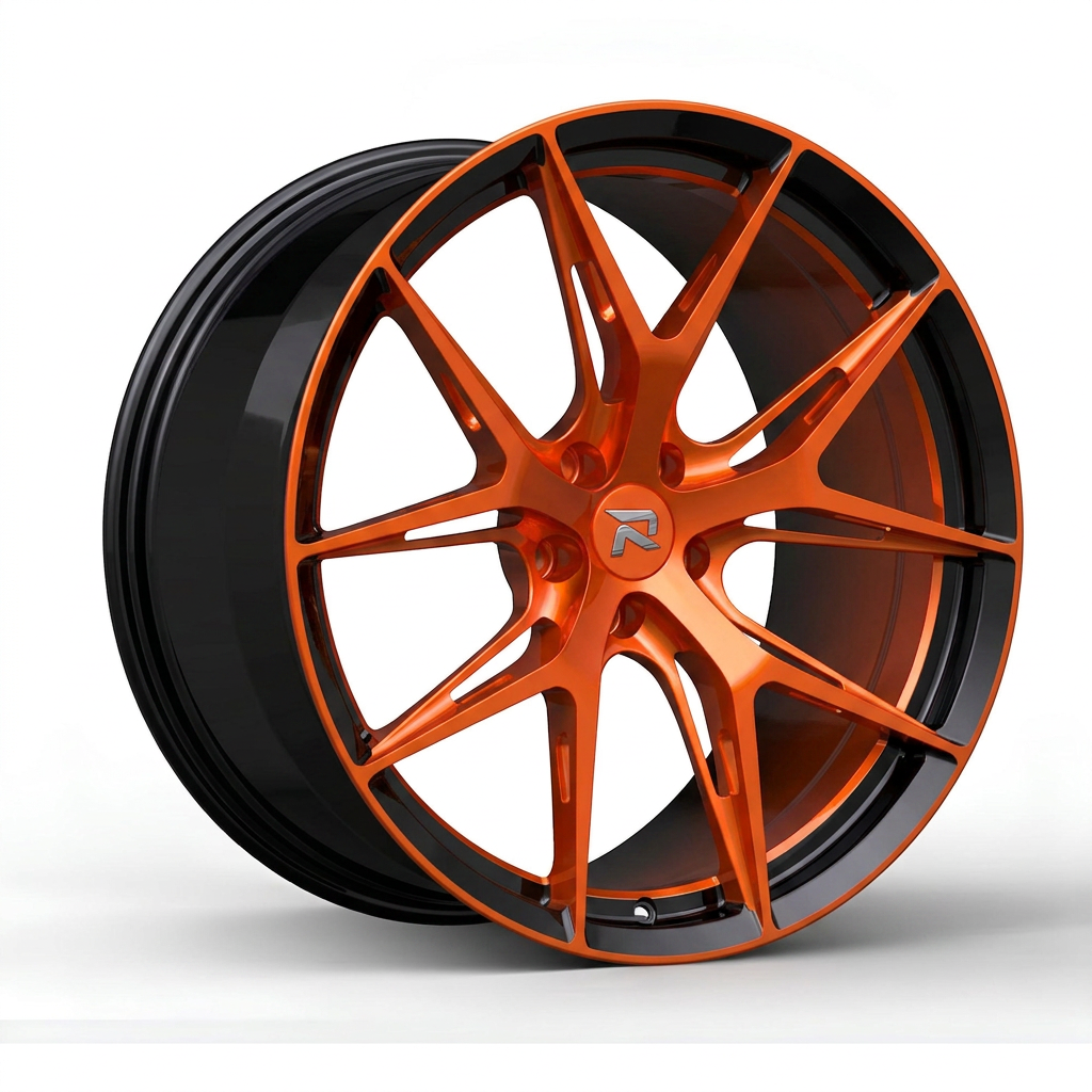 RZR CXCVII forged wheel — Candy Orange / Gloss Black Lip