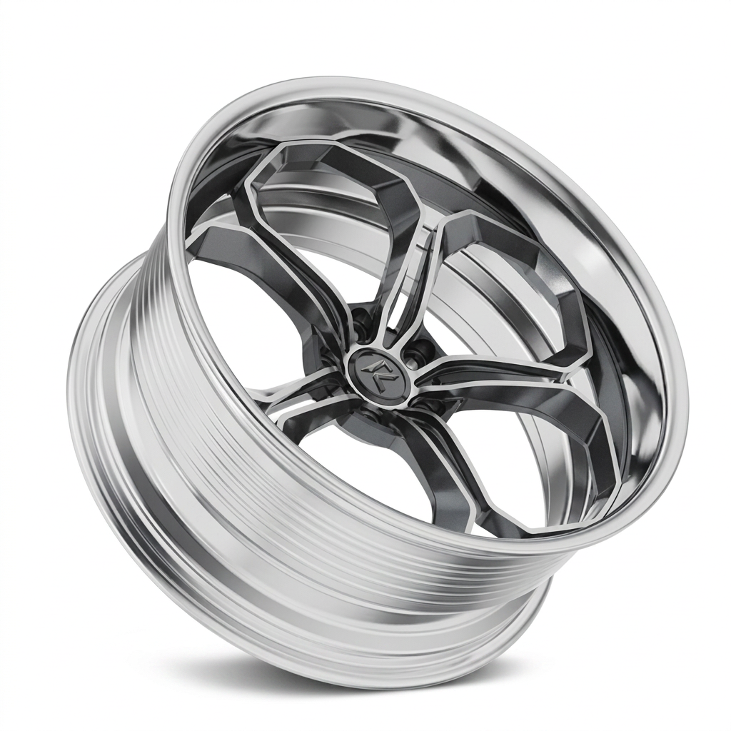 RZR LXIV forged wheel — Graphite Machined / Polished Lip