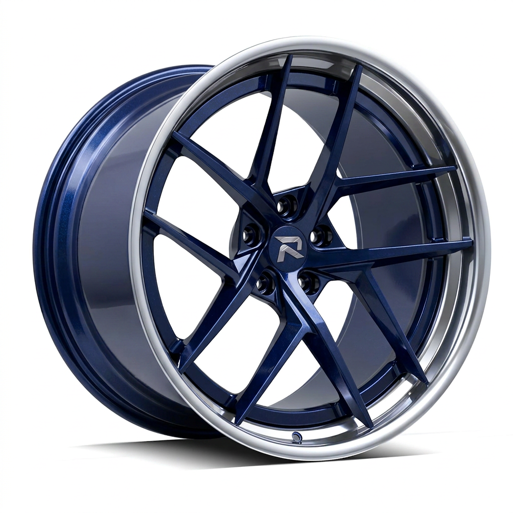 RZR CVII forged wheel — Midnight Blue Pearl / Polished Lip