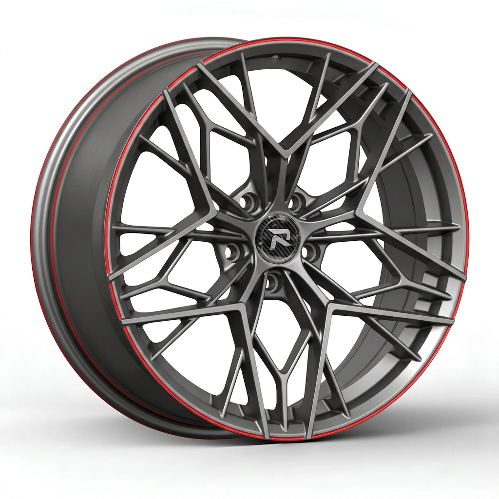 RZR CLVI forged wheel — Gunmetal / Red Pinstripe