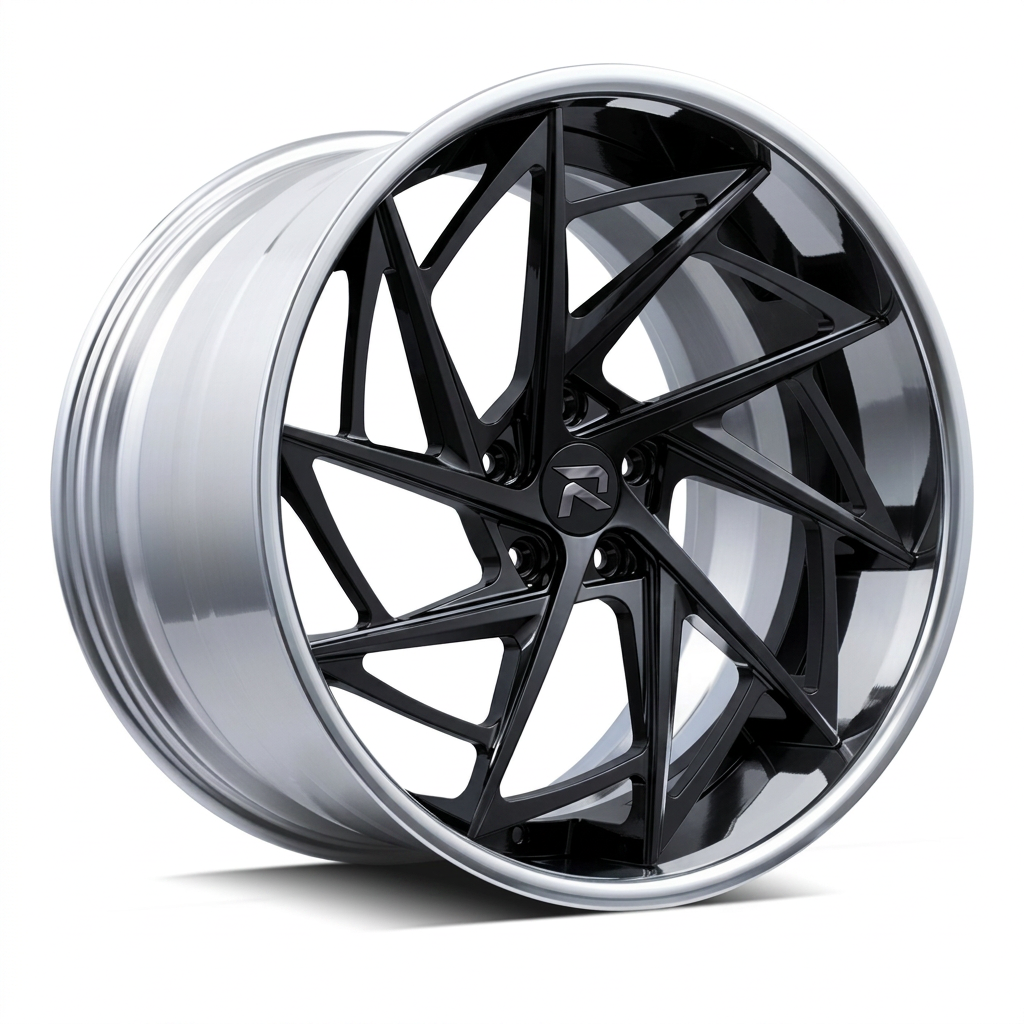 RZR XCVI forged wheel — Gloss Black / Polished Lip