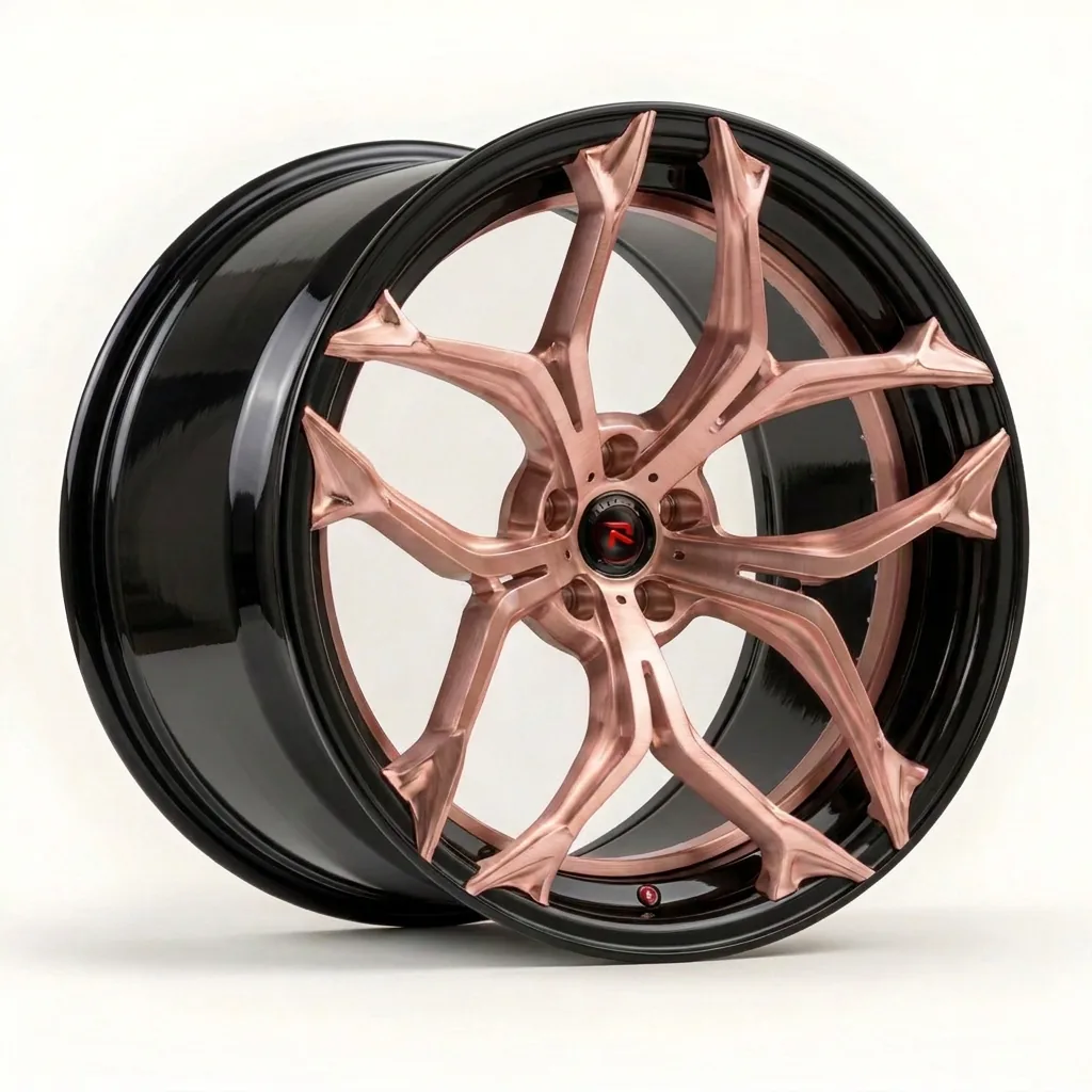 RZR XV bespoke finish — Brushed Rose Gold / Gloss Black Lip