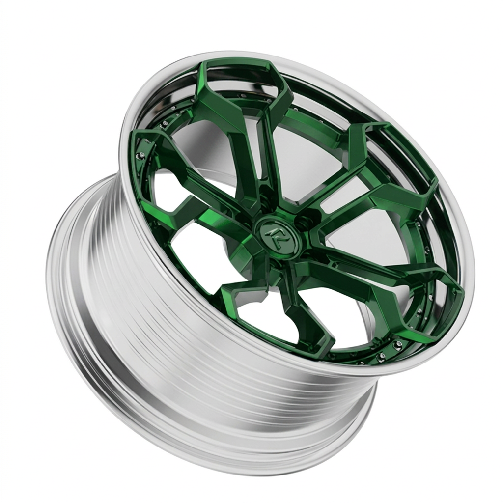 RZR LX forged wheel — British Racing Green / Polished Lip