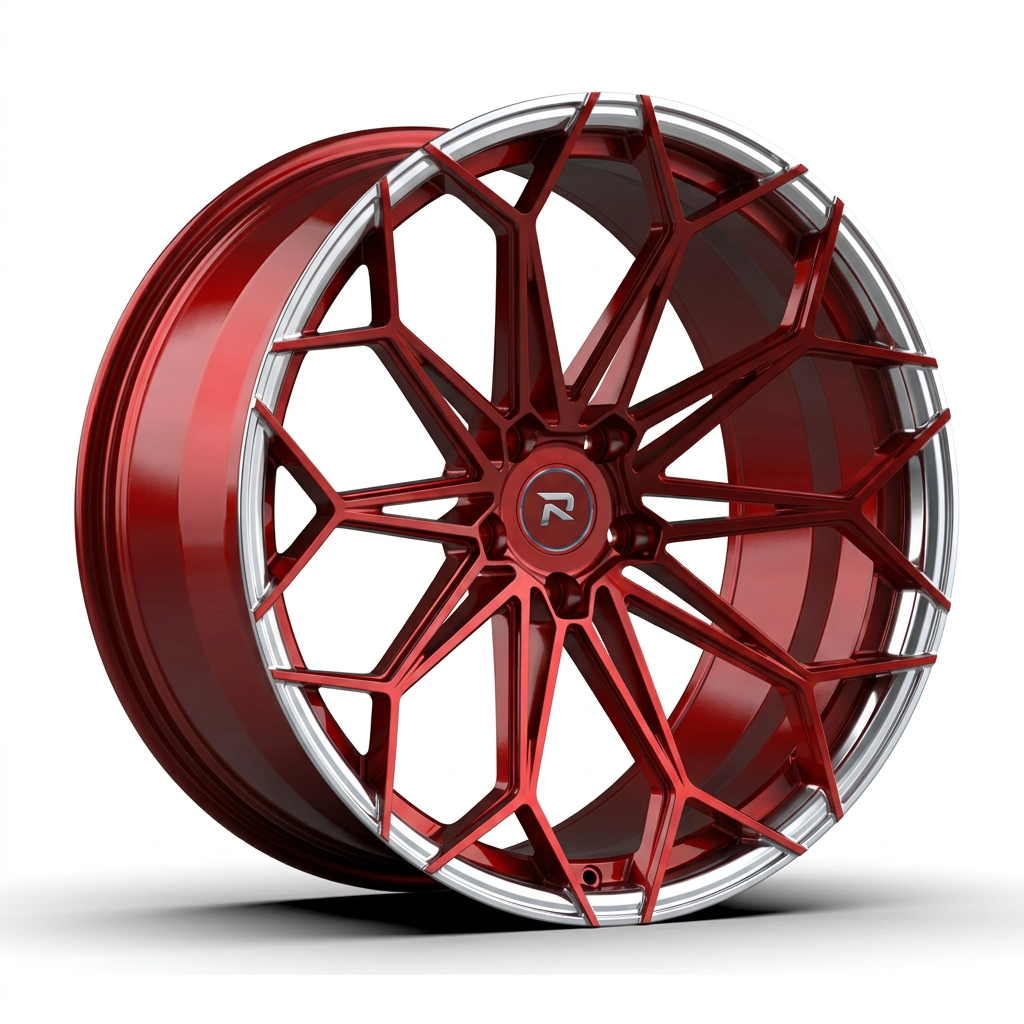 RZR CXXV forged wheel — Candy Red / Polished Lip