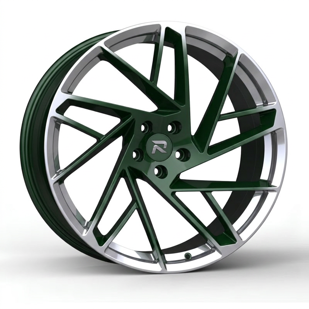 RZR CXIII forged wheel — British Racing Green / Polished Lip