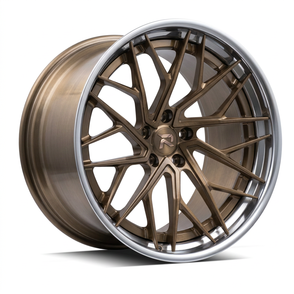 RZR XCIII forged wheel — Brushed Bronze / Polished Lip