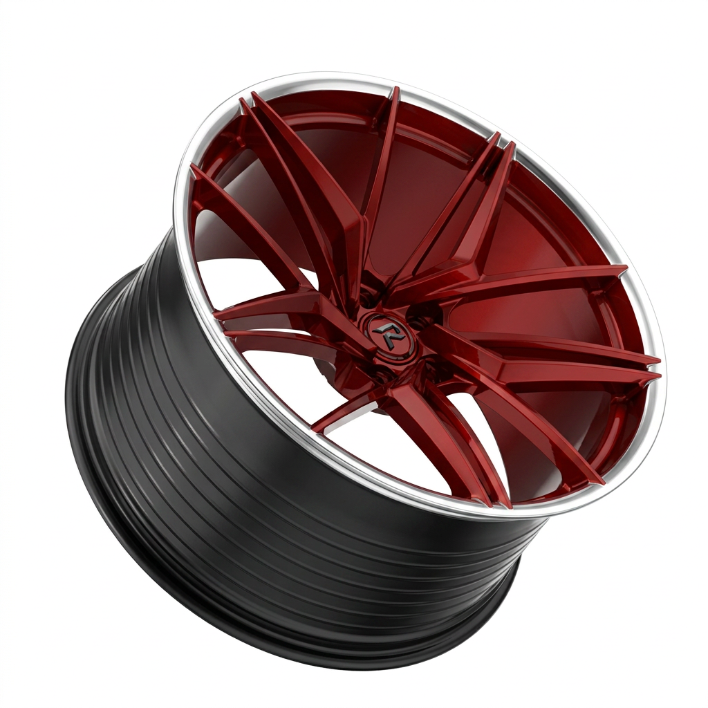RZR LXXV forged wheel — Candy Red / Polished Lip