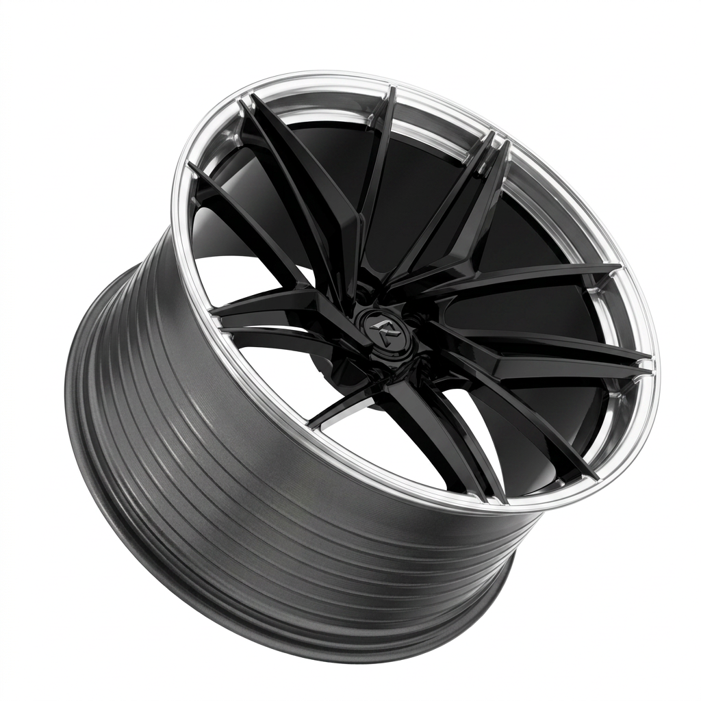 RZR LXXV forged wheel — Gloss Black / Polished Lip