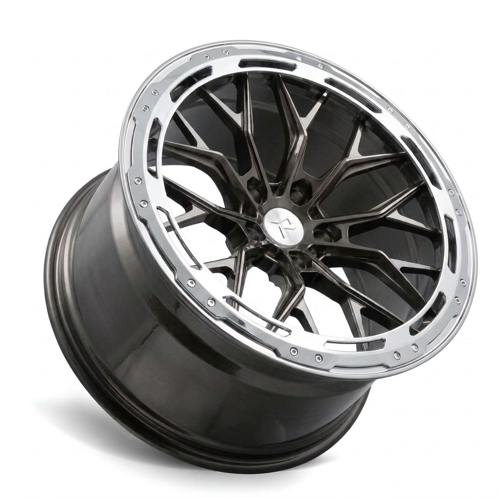 RZR LXX forged wheel — Satin Gunmetal / Polished Lip