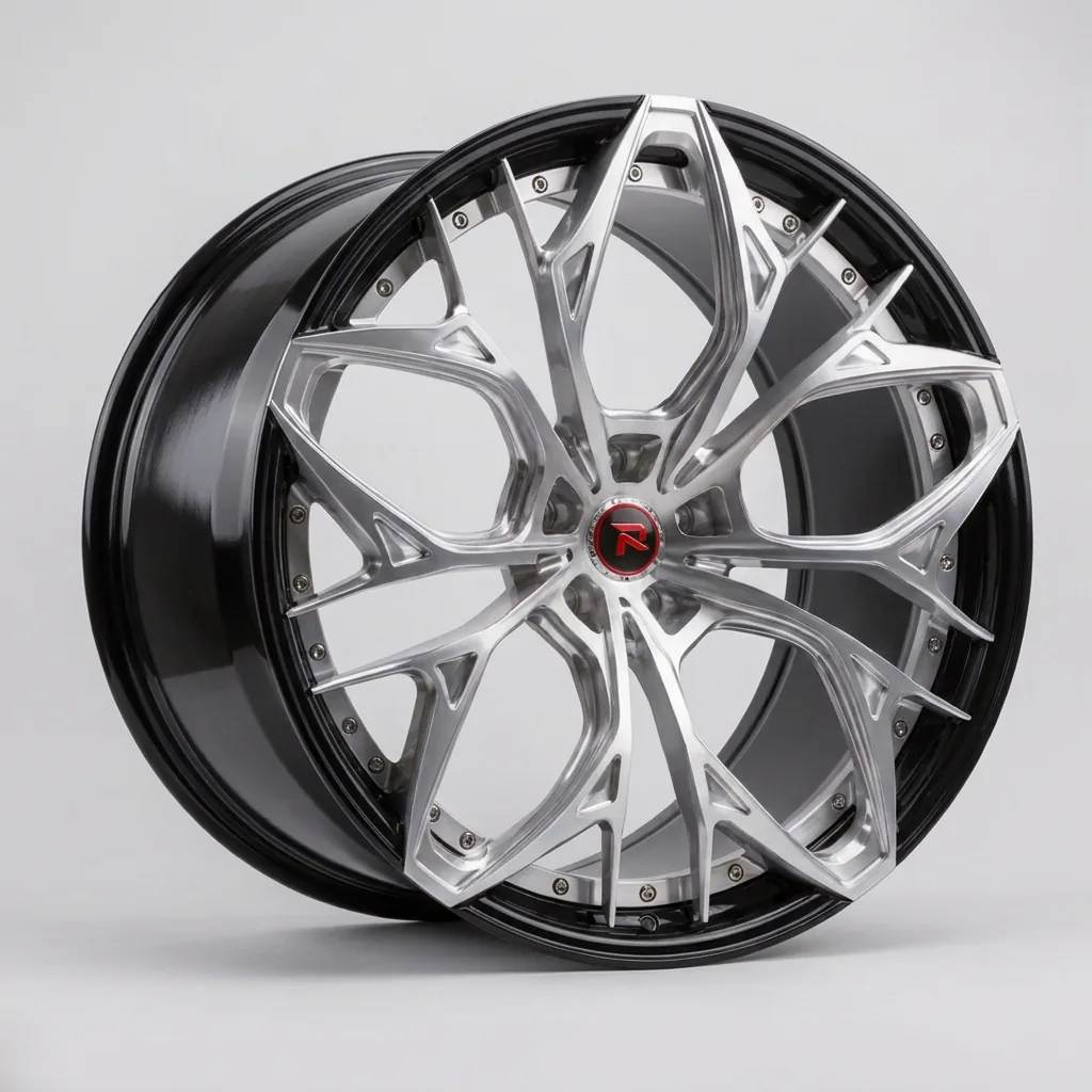 RZR XXII forged wheel — Brushed Aluminium / Gloss Black Lip