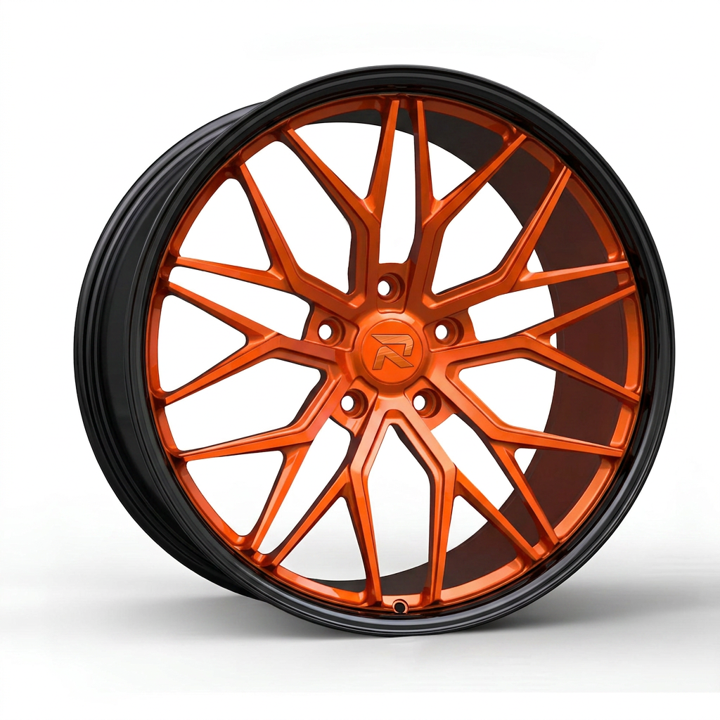 RZR CXXXI forged wheel — Candy Orange / Gloss Black Lip