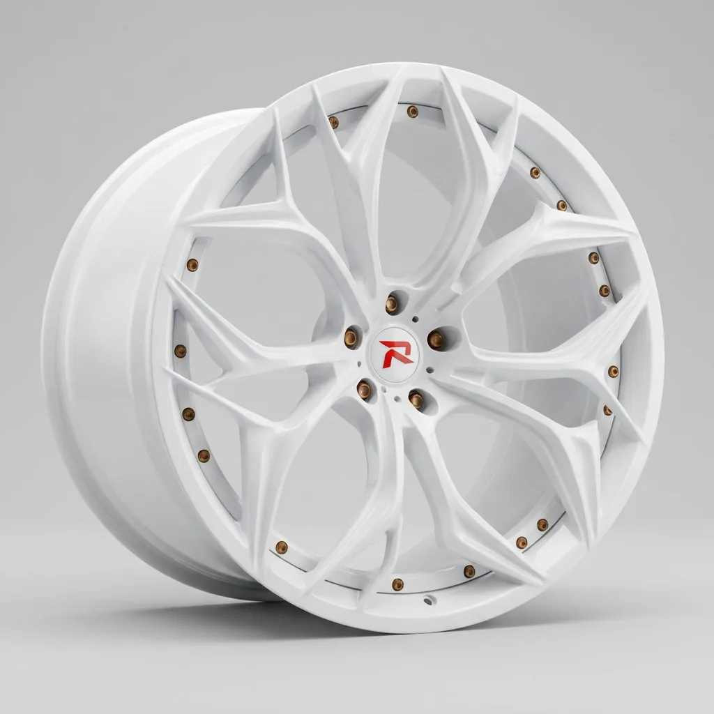 RZR XIX forged wheel — Gloss White / Bronze Hardware