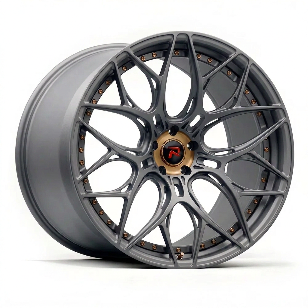 RZR LIV forged wheel — Matte Anthracite / Bronze Hardware