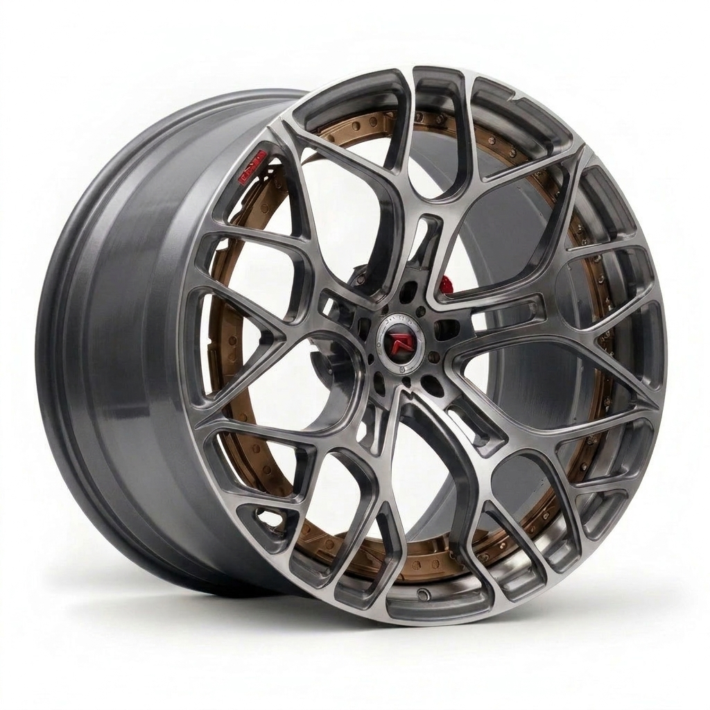 RZR XII forged wheel — Brushed Titanium Grey / Bronze Barrel