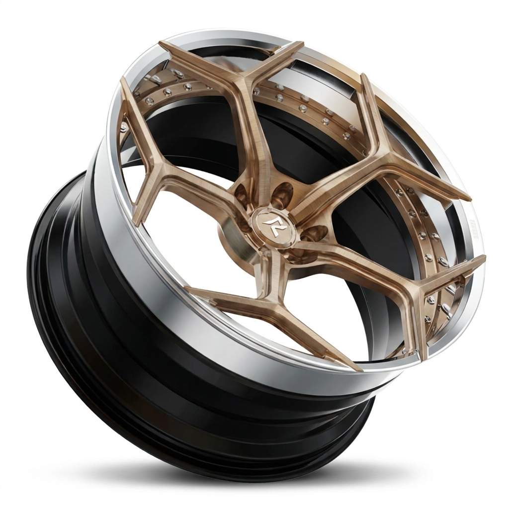 RZR VI forged wheel — Brushed Bronze / Polished Lip