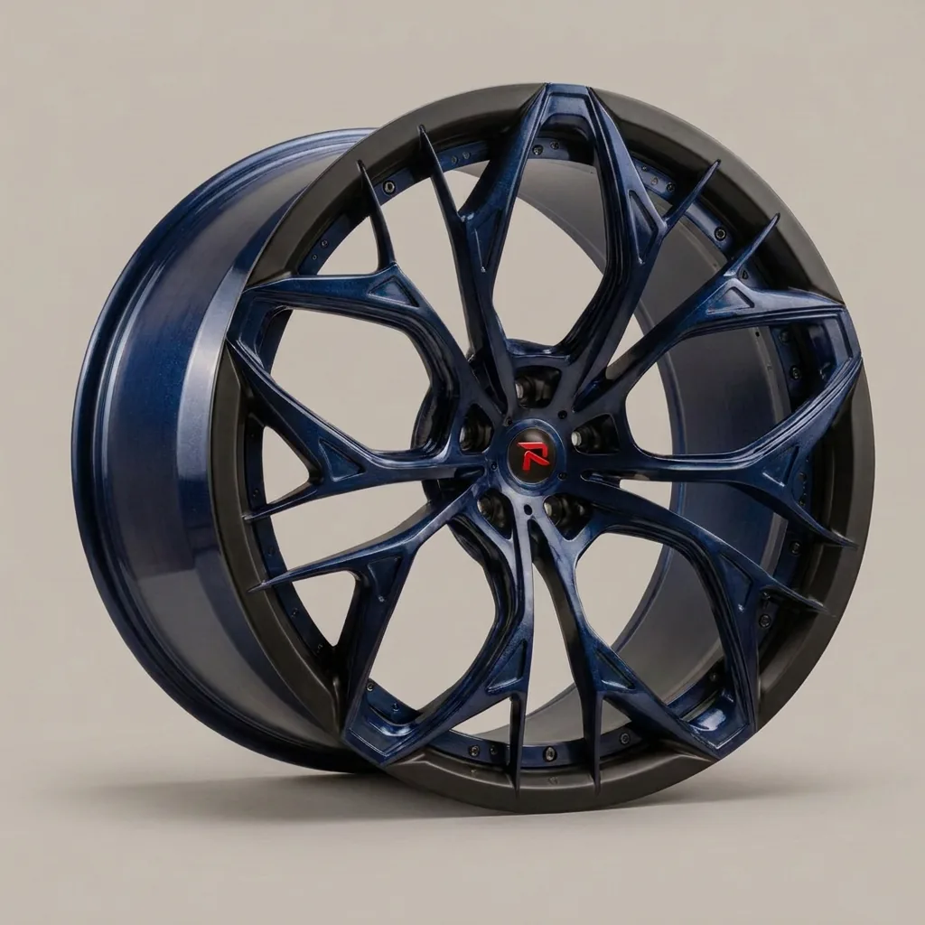 RZR XXII forged wheel — Metallic Blue / Gloss Black Lip