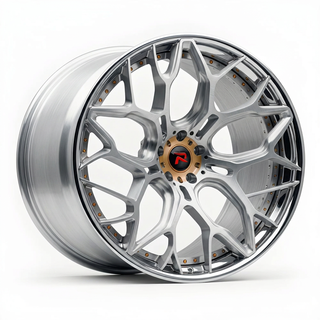 RZR XVII forged wheel — Brushed Silver / Polished Lip