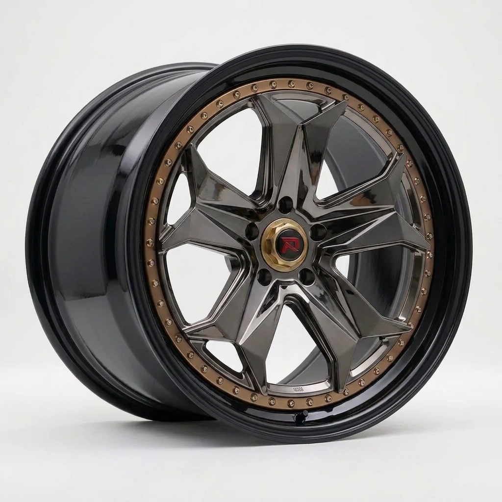 RZR XXXIV forged wheel — Smoked Chrome / Gloss Black