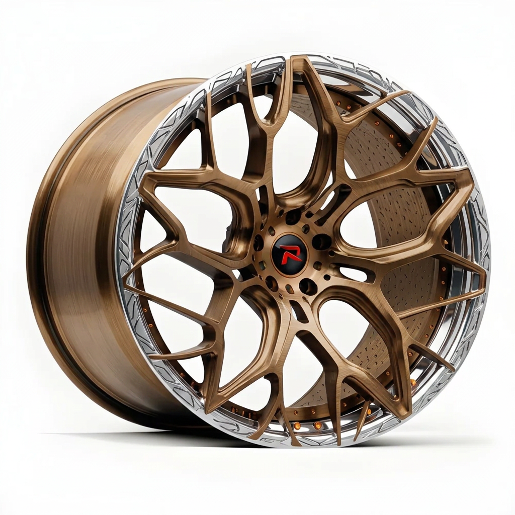 RZR XVII forged wheel — Brushed Bronze / Polished Lip
