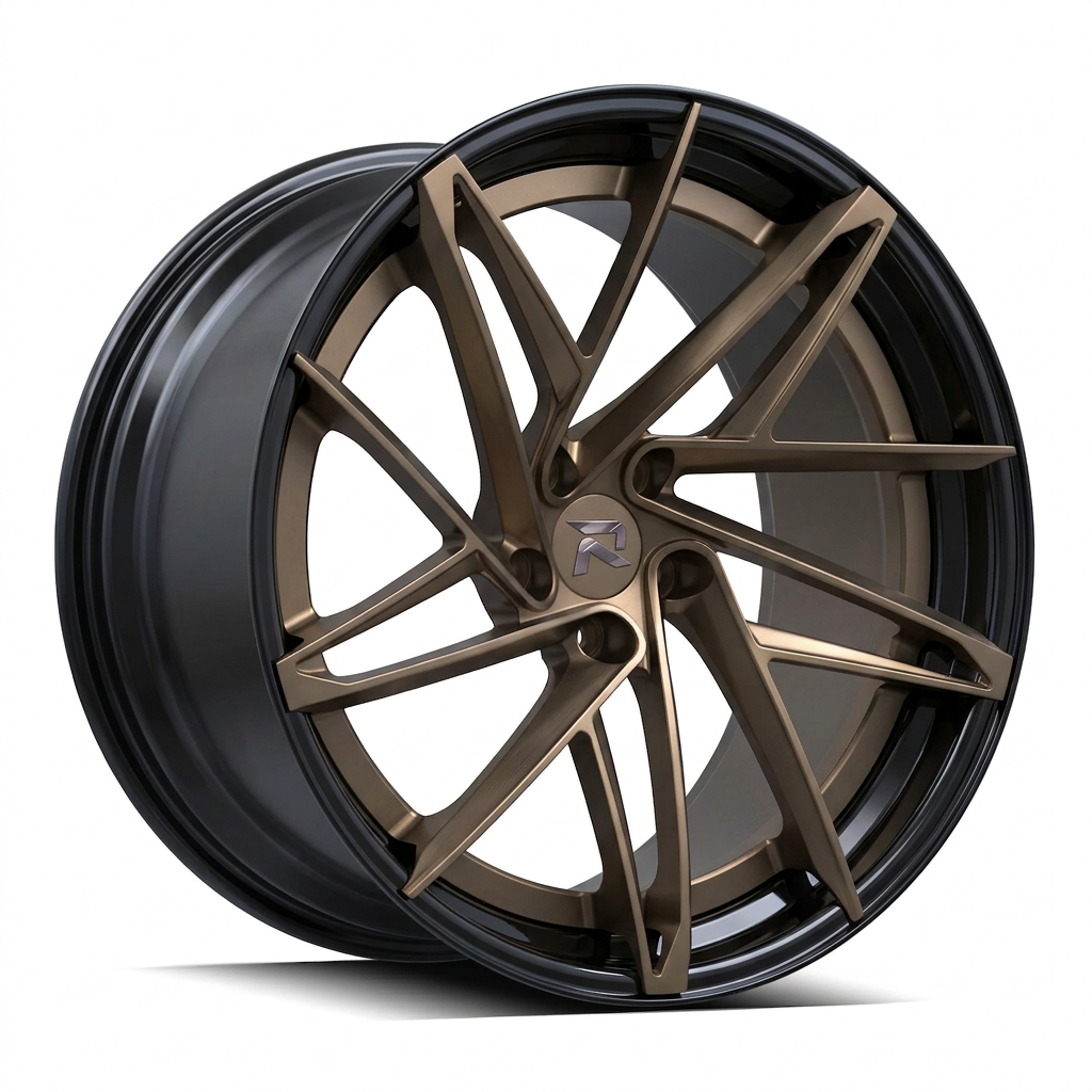 RZR CII forged wheel — Satin Bronze / Gloss Black Lip