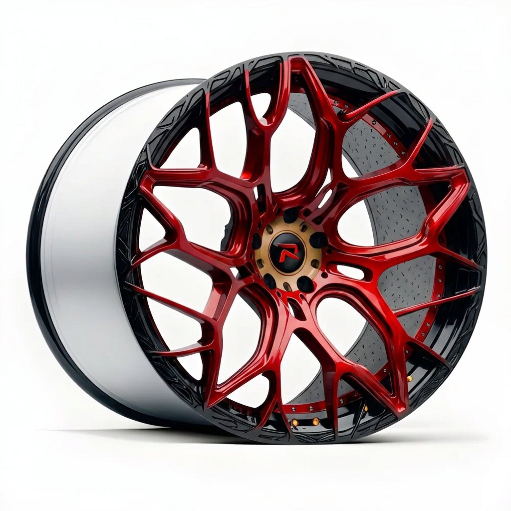 RZR XVII forged wheel — Candy Red / Gloss Black Lip