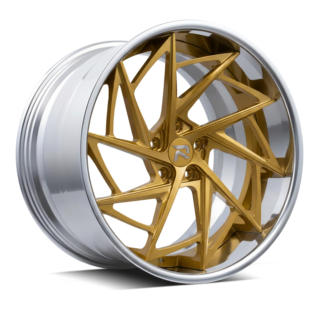 RZR XCVI forged wheel — Gloss Gold / Machined Lip