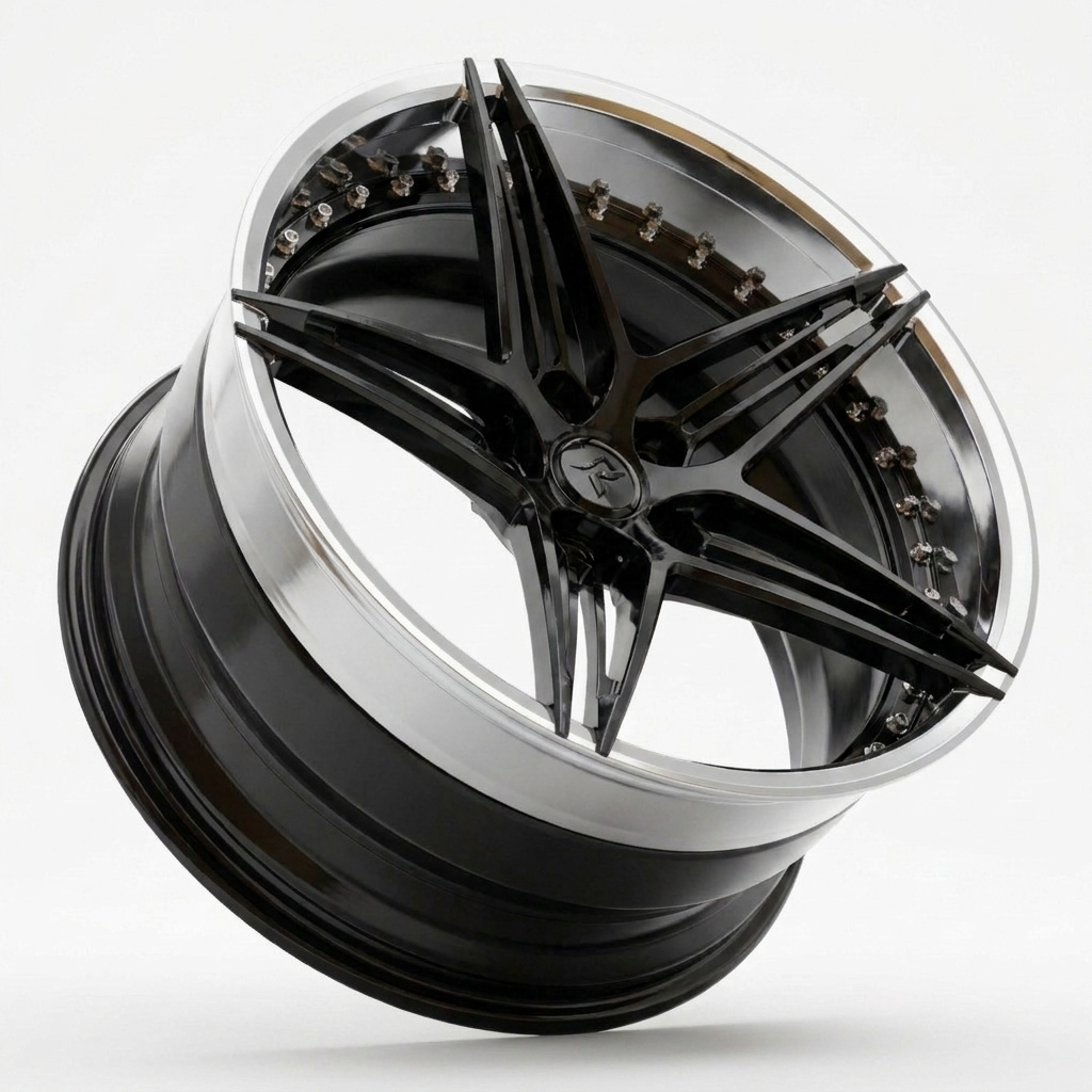 RZR VII forged wheel — Gloss Black / Polished Lip
