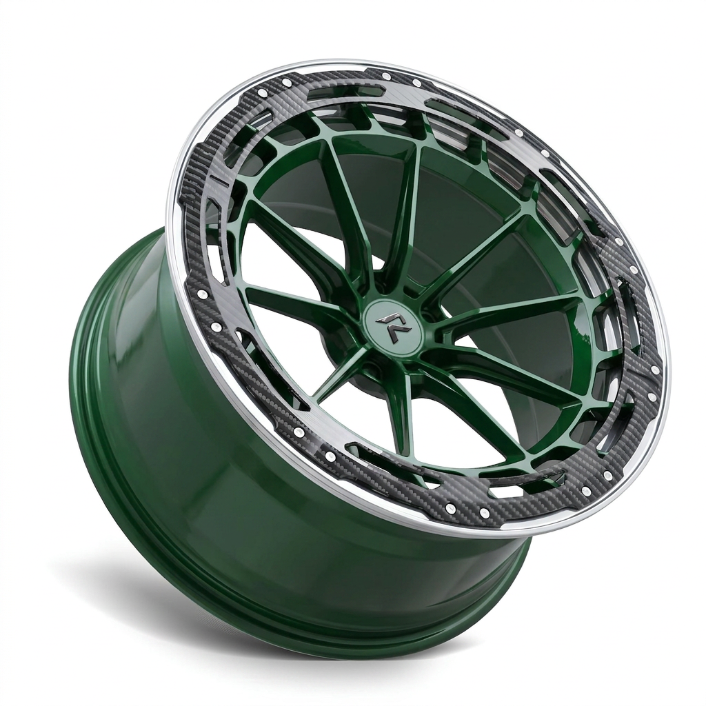 RZR LXX forged wheel — British Racing Green / Polished Lip