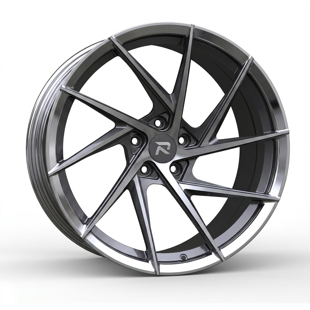RZR CXI forged wheel — Graphite Machined / Polished Lip
