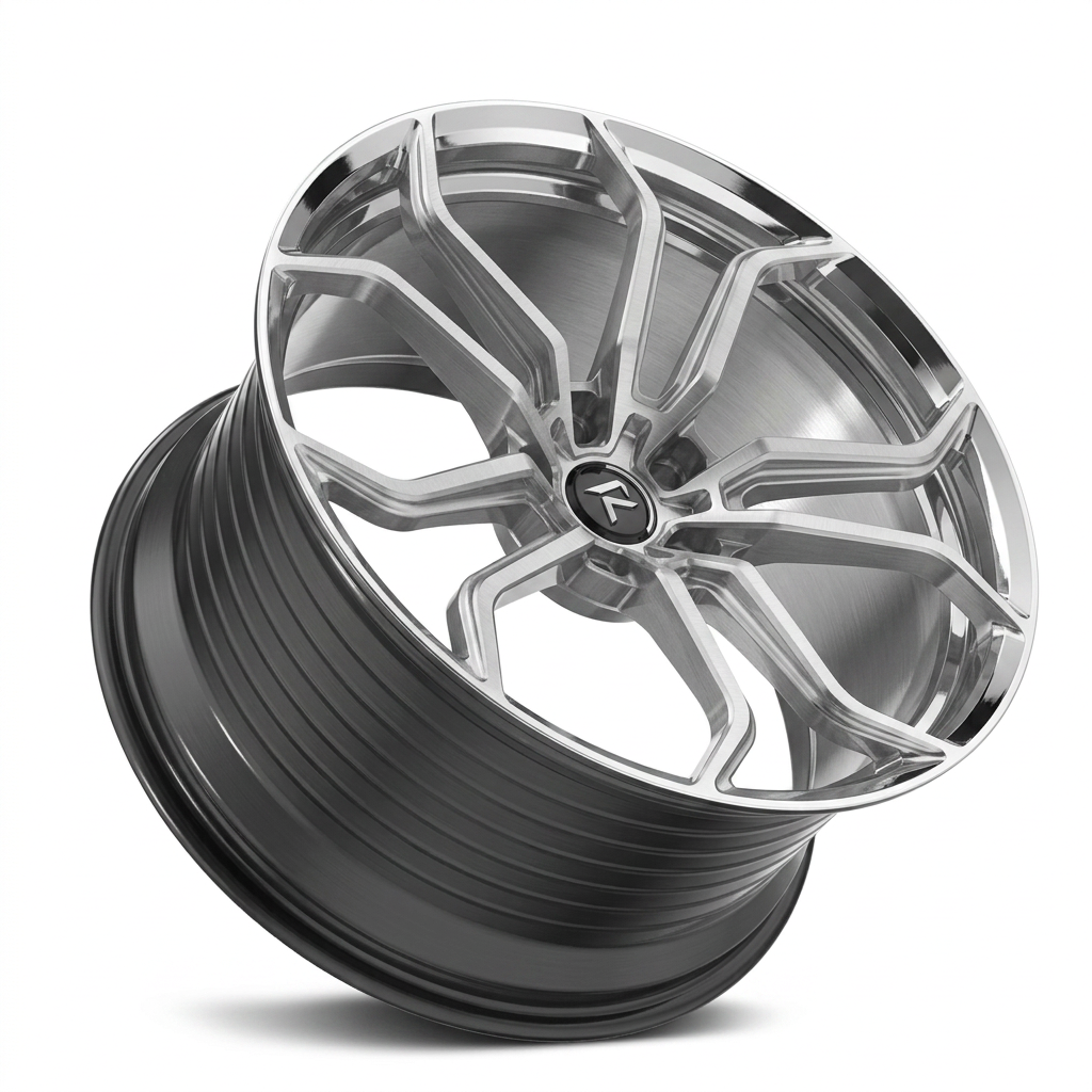 RZR LXXVII forged wheel — Brushed Silver / Polished Lip