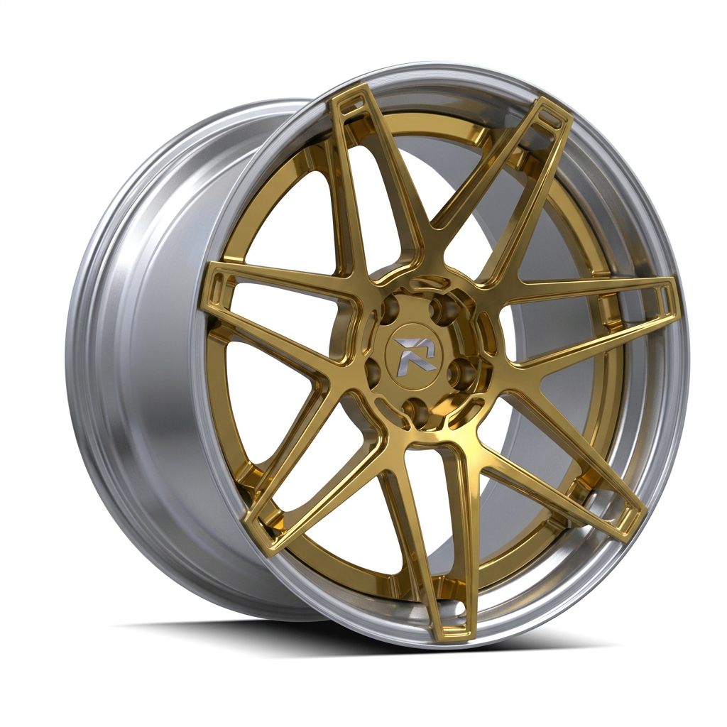 RZR XCVIII forged wheel — Gloss Gold / Machined Lip