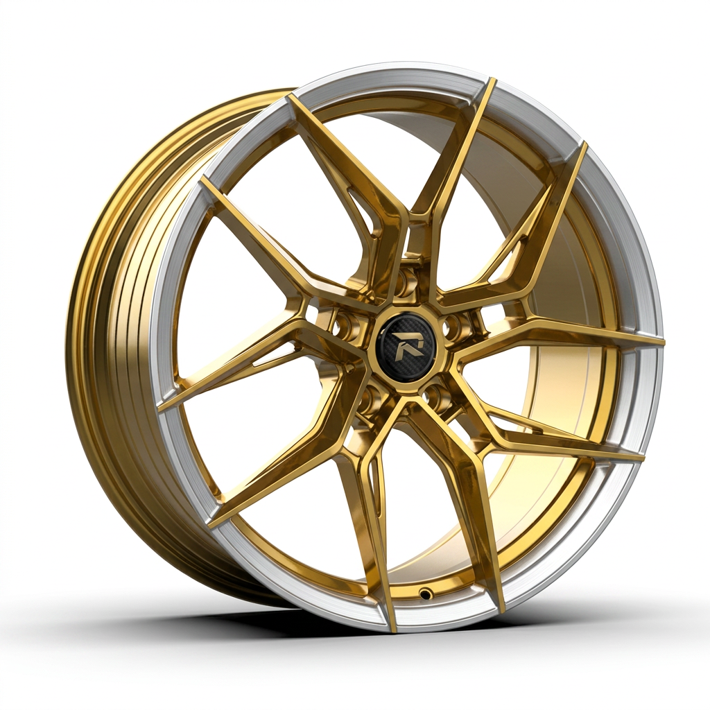 RZR CXXII forged wheel — Gloss Gold / Machined Lip