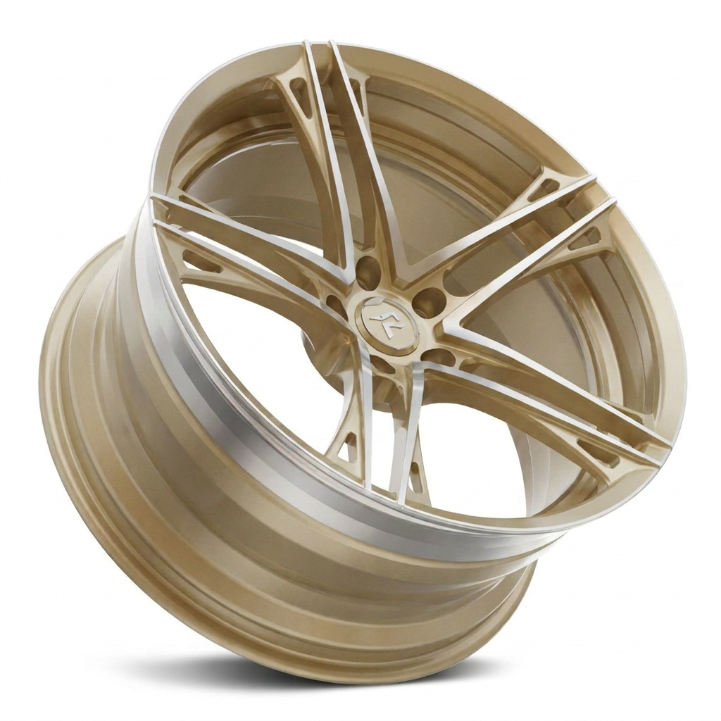 RZR V forged wheel — Gloss Champagne Gold / Machined Spoke Edges