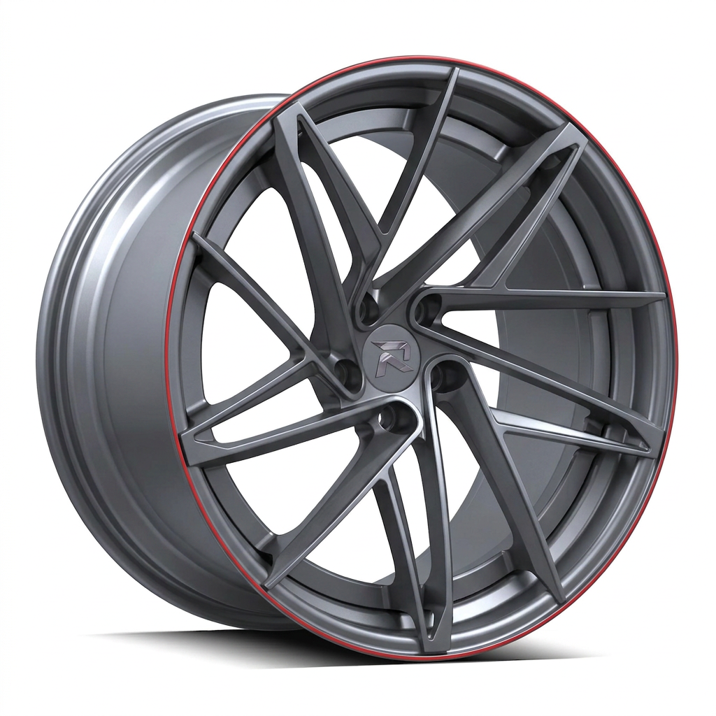 RZR CII forged wheel — Gunmetal / Red Pinstripe