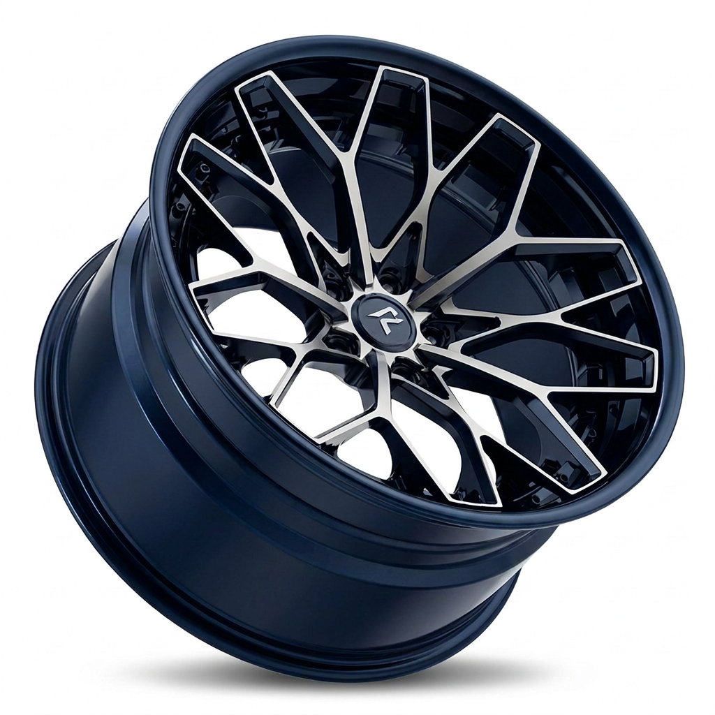 RZR VIII forged wheel — Midnight Blue / Machined Spoke Faces