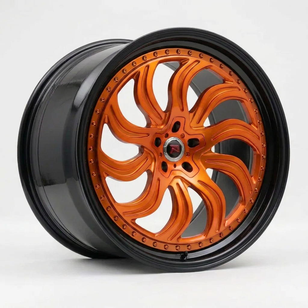 RZR XXXIII forged wheel — Candy Orange / Gloss Black Lip