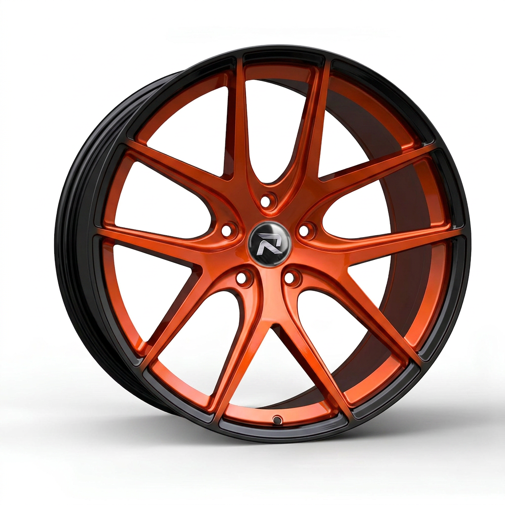 RZR CXCII forged wheel — Candy Orange / Gloss Black Lip
