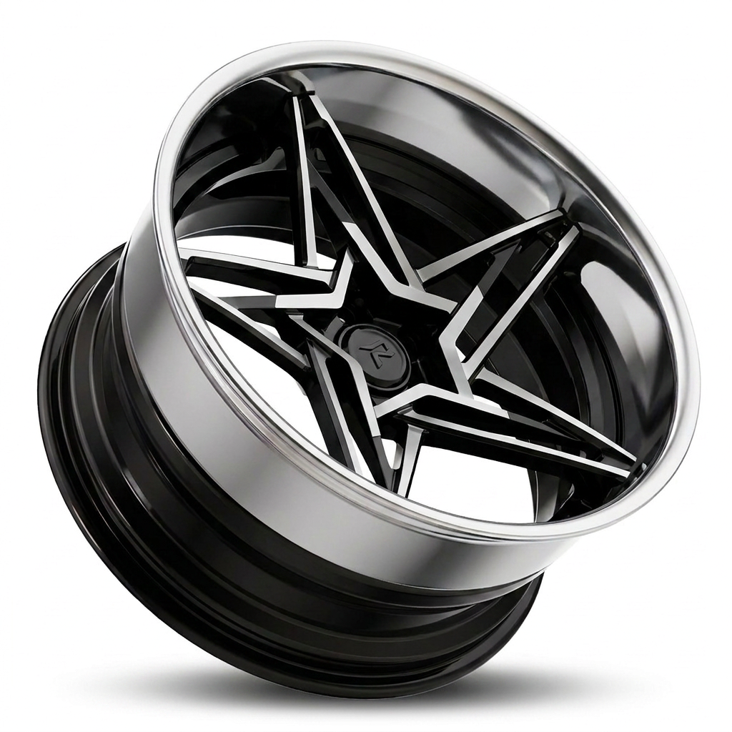 RZR IX forged wheel — Gloss Black / Machined Spoke Faces / Polished Lip